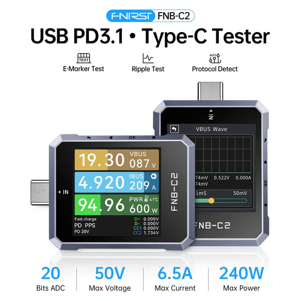FNIRSI FNB-C2 USB PD 3.1 Type-C Fast Charging Tester detail image 2