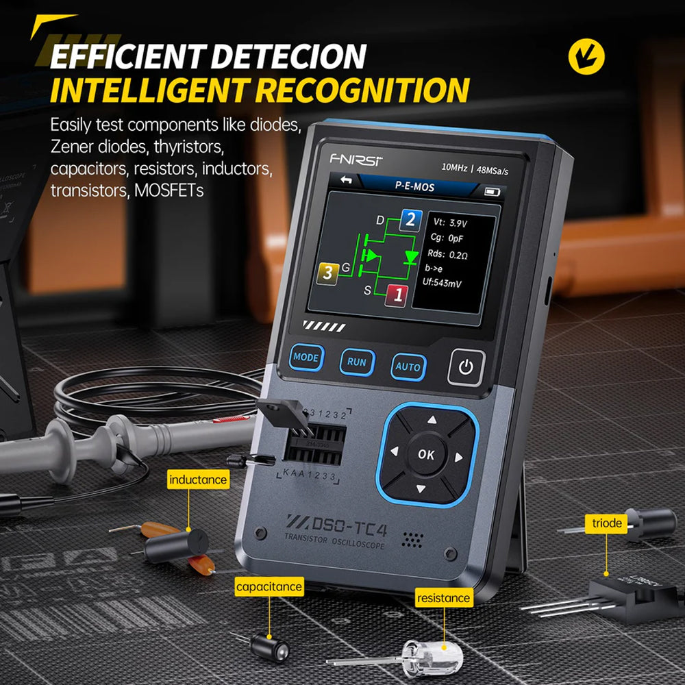 FNIRSI DSO-TC4 3-IN-1 10MHz 48MSa/s Digital Oscilloscope Transistor Tester Signal Generator detail image 8