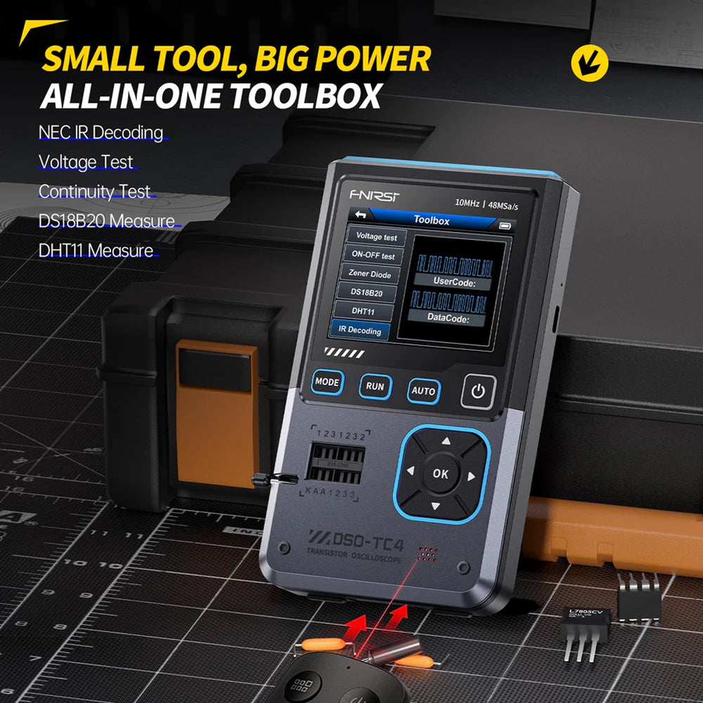 FNIRSI DSO-TC4 3-IN-1 10MHz 48MSa/s Digital Oscilloscope Transistor Tester Signal Generator detail image 10
