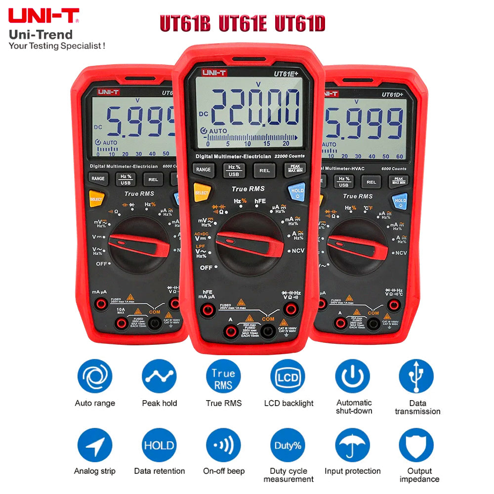 UNI-T UT61B UT61D UT61E Plus Smart Multimeter Analog & Digital Polymer Electrician Tester Voltmeter Ammet product image