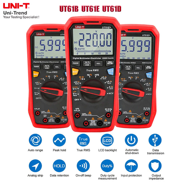 UNI-T UT61B UT61D UT61E Plus Smart Multimeter Analog & Digital Polymer Electrician Tester Voltmeter Ammet product image