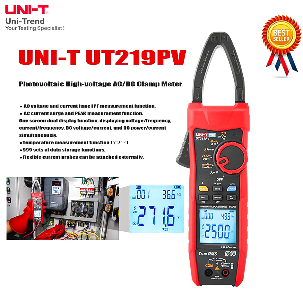 UNI-T UT219PV Clamp Meter AC DC Pliers Ammeter Voltmeter 1000A 1500V 2500V PEAK LPF Measure Digital Bluet product image