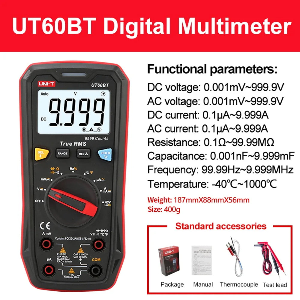 UNI-T UT60S UT60BT Digital Smart Multimeter 1000V AC DC Voltmeter Ammeter True RMS Frequency Meter Capaci product image