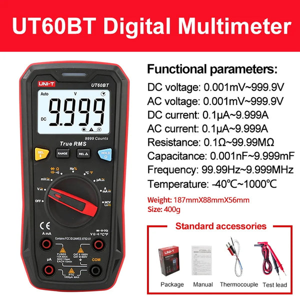 UNI-T UT60S UT60BT Digital Smart Multimeter 1000V AC DC Voltmeter Ammeter True RMS Frequency Meter Capaci product image