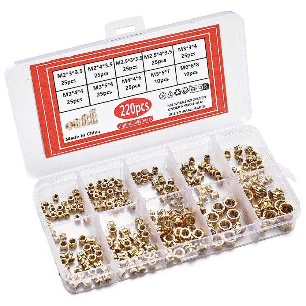 220PCS/1 SetM2 M2.5 M3 M4 M5 M6 Brass Heat Insert Nut Hot Melt Nutinsert Thread Knurled detail image 7