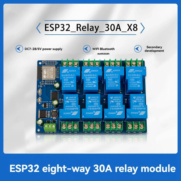Y42A-8 Channel Relay Module 30A DC7-28/5V WIFI Bluetooth Relay Module ESP32-WROOM product image