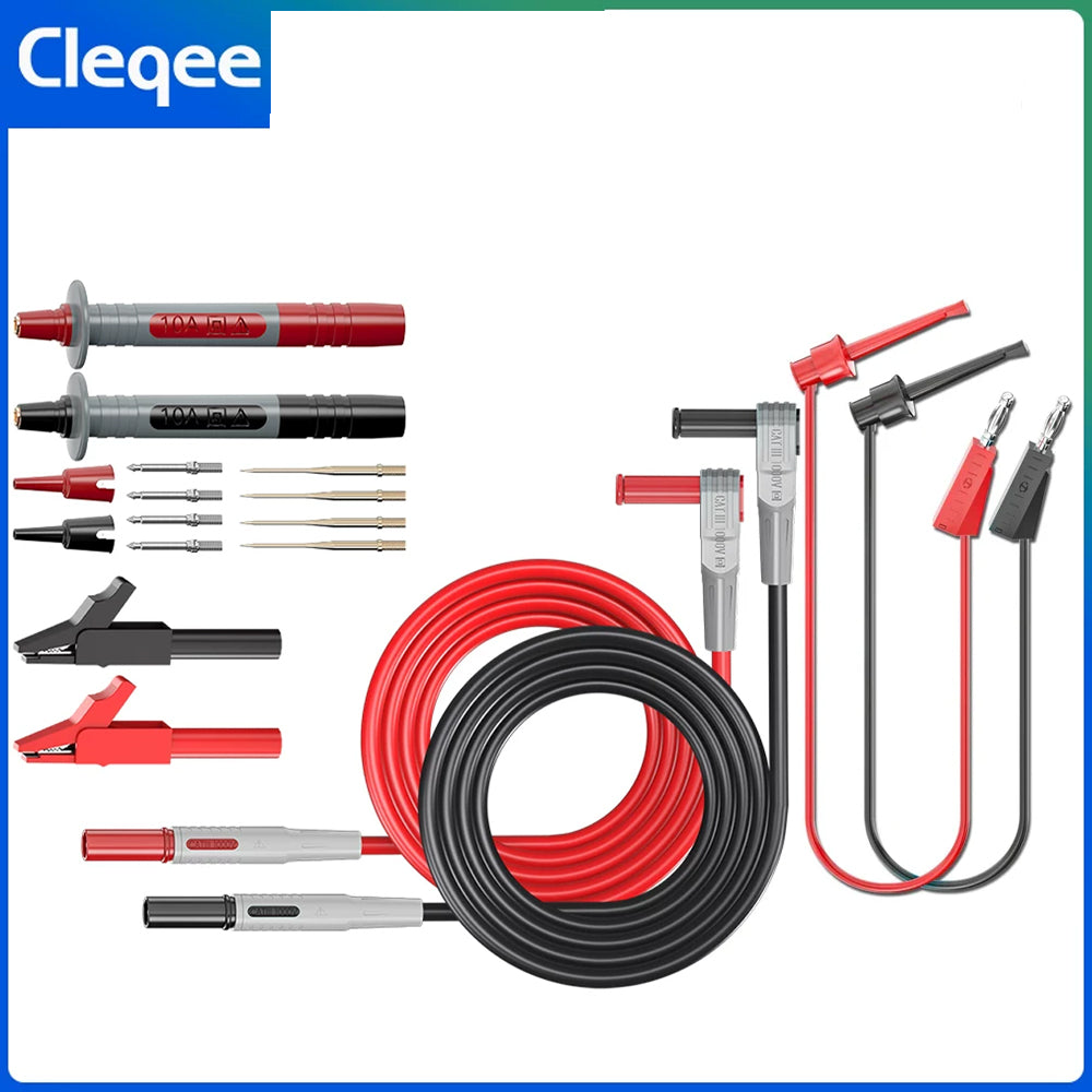 Cleqee P1308B 18-teiliges Multimeter-Messleitungsset mit 4-mm-Bananensteckern