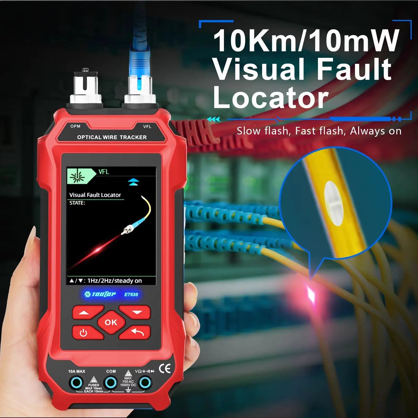 TOOLTOP ET636/ET638 Ethernet Cable Tester Multimeter Optical Power Meter Red Laser detail image 5