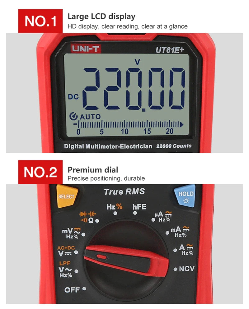 UNI-T UT61B UT61D UT61E Plus Smart Multimeter Analog & Digital Polymer Electrician Tester detail image 15