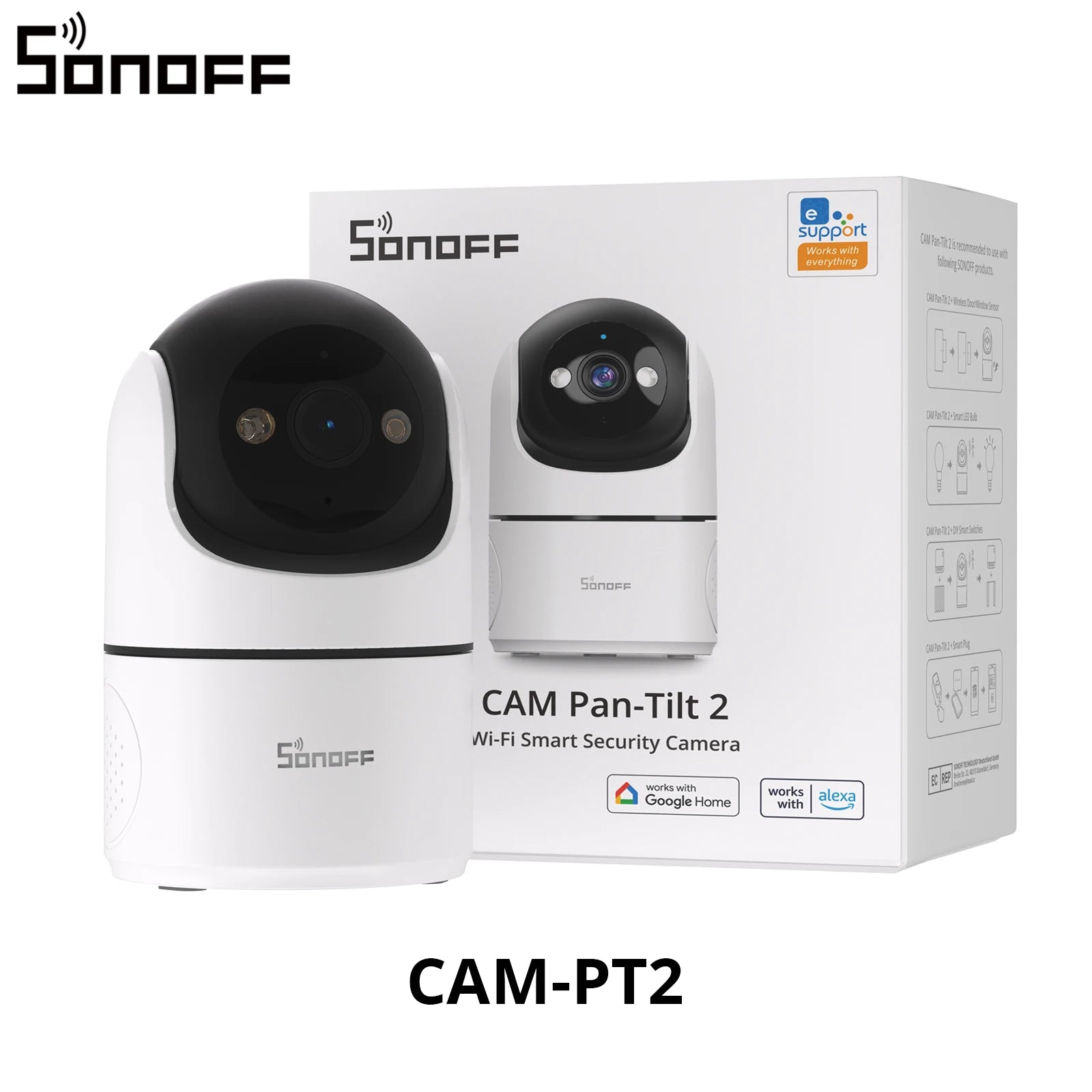 SONOFF CAM Pan-Tilt 2 Smart Indoor Home Security Camera Night Vision 360° Panoramic Human Detection & Motion Detection via Alexa
