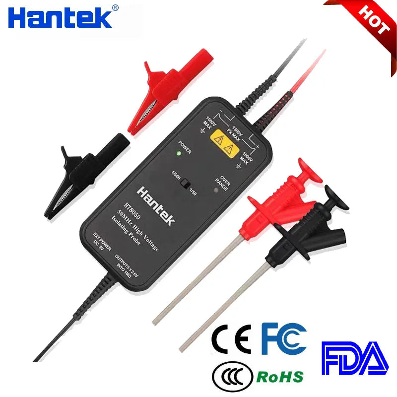 Hantek 100MHZ Oscilloscope HT8050/HT8100 High Voltage Differential Probe Isolation Probe LED Indicator Ac product image