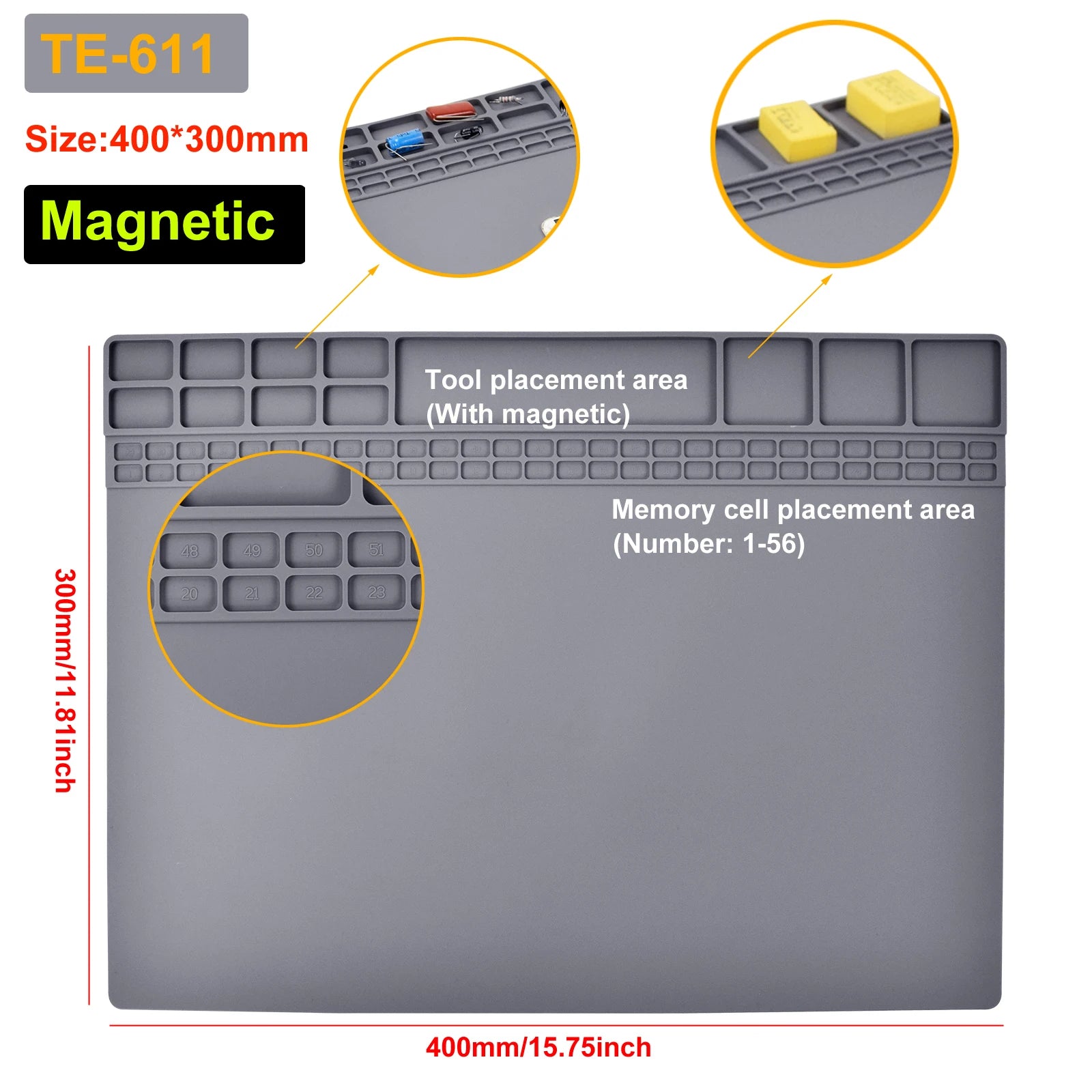 Toolour Heat Resistant Silicone Soldering Mat Magnetic Electronic Repair Work Mat for BGA and Gun Soldering Iron, Workbench