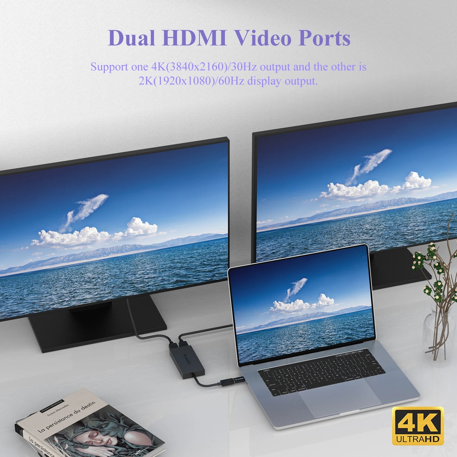 Wavlink USB 3.0 to Dual HDMI 4K Video Graphic Adapter HDTV/Projector/Monitor USB C Display detail image 2
