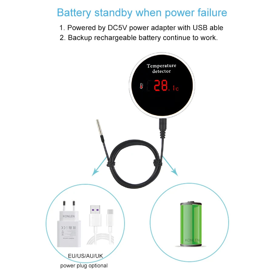 KONLEN Tuya Wifi Temperature Sensor 3m Wire Probe Digital Smartlife Thermometer Smart Home detail image 5