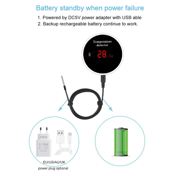KONLEN Tuya Wifi Temperature Sensor 3m Wire Probe Digital Smartlife Thermometer Smart Home detail image 5