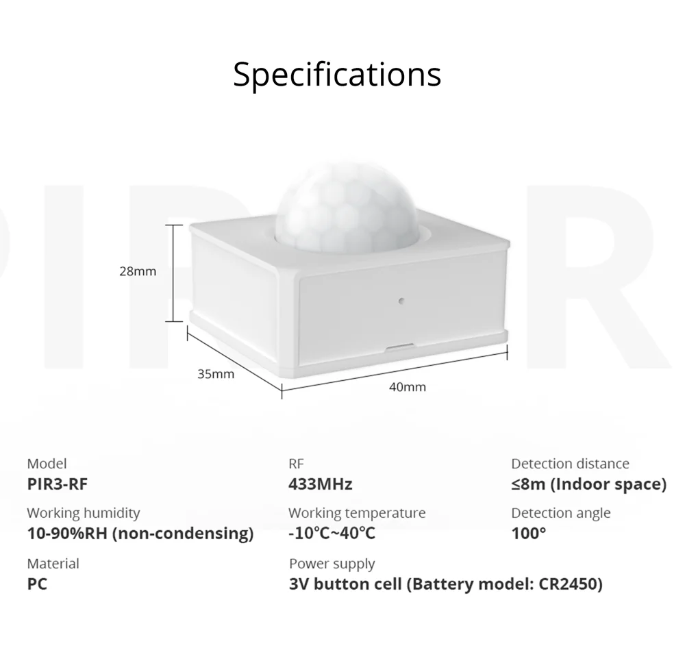 SONOFF PIR3-RF Motion Sensor Wireless Human Body Detector Module Movement Infrared PIR Sensor Security Alarm System EWeLink App