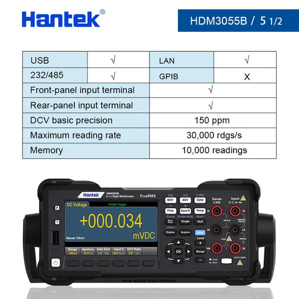 Hantek HDM3055 5 1/2 Digital Meter 30000 rdg/s Reading Rate USB/LAN/232/485 Bench True RMS detail image 10
