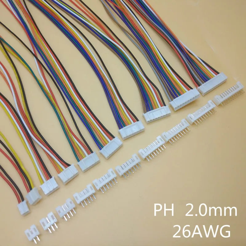 10Sets SH1.0 JST1.25 ZH1.5 PH2.0 XH2.54 Connector Female+Male 2/3/4/5/6/7/8/9/10P Plug With Cable 10/20/30cm