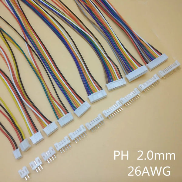 10Sets SH1.0 JST1.25 ZH1.5 PH2.0 XH2.54 Connector Female+Male 2/3/4/5/6/7/8/9/10P Plug With Cable 10/20/30cm