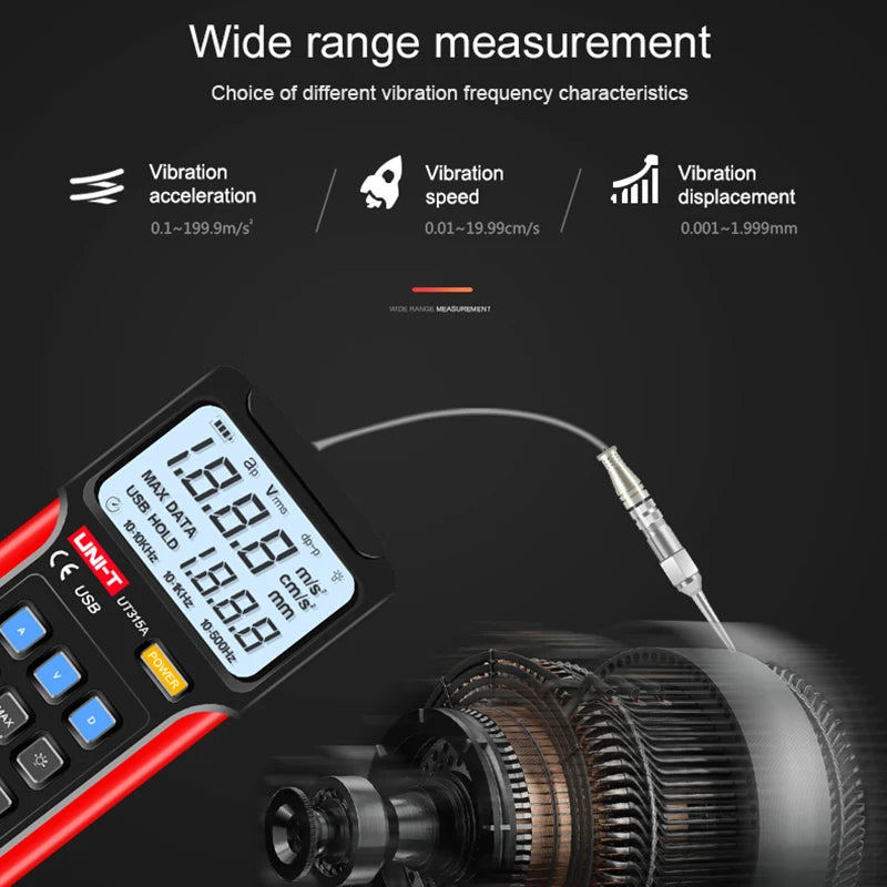 UNI-T UT315A Digital Vibration Testers Vibration Acceleration Velocity Displacement detail image 2