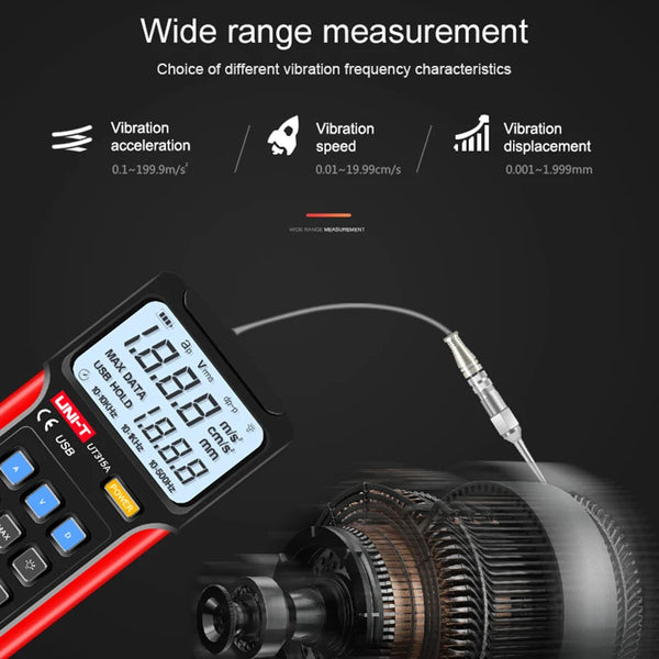 UNI-T UT315A Digital Vibration Testers Vibration Acceleration Velocity Displacement detail image 2