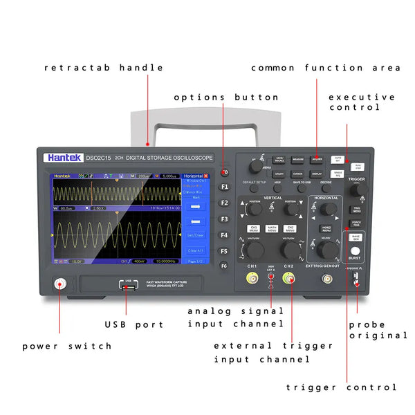 Hantek Digital Oscilloscope DSO2C10 DSO2D15 DSO2D10 DSO2C15 2 Channels 100Mhz/150Mhz detail image 3