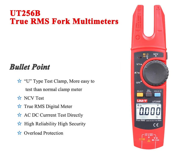 UNI-T UT256B Digital True RMS Fork Auto Multimeter 200A AC DC Current Clamp Meters NCV detail image 6