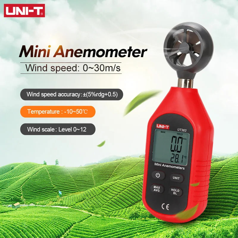 UNI-T Anemometer UT363 UT363BT Wind Speed Meter 0~30m/s Air Speedometer Digital Temperature Meter Wind Speed Measurement