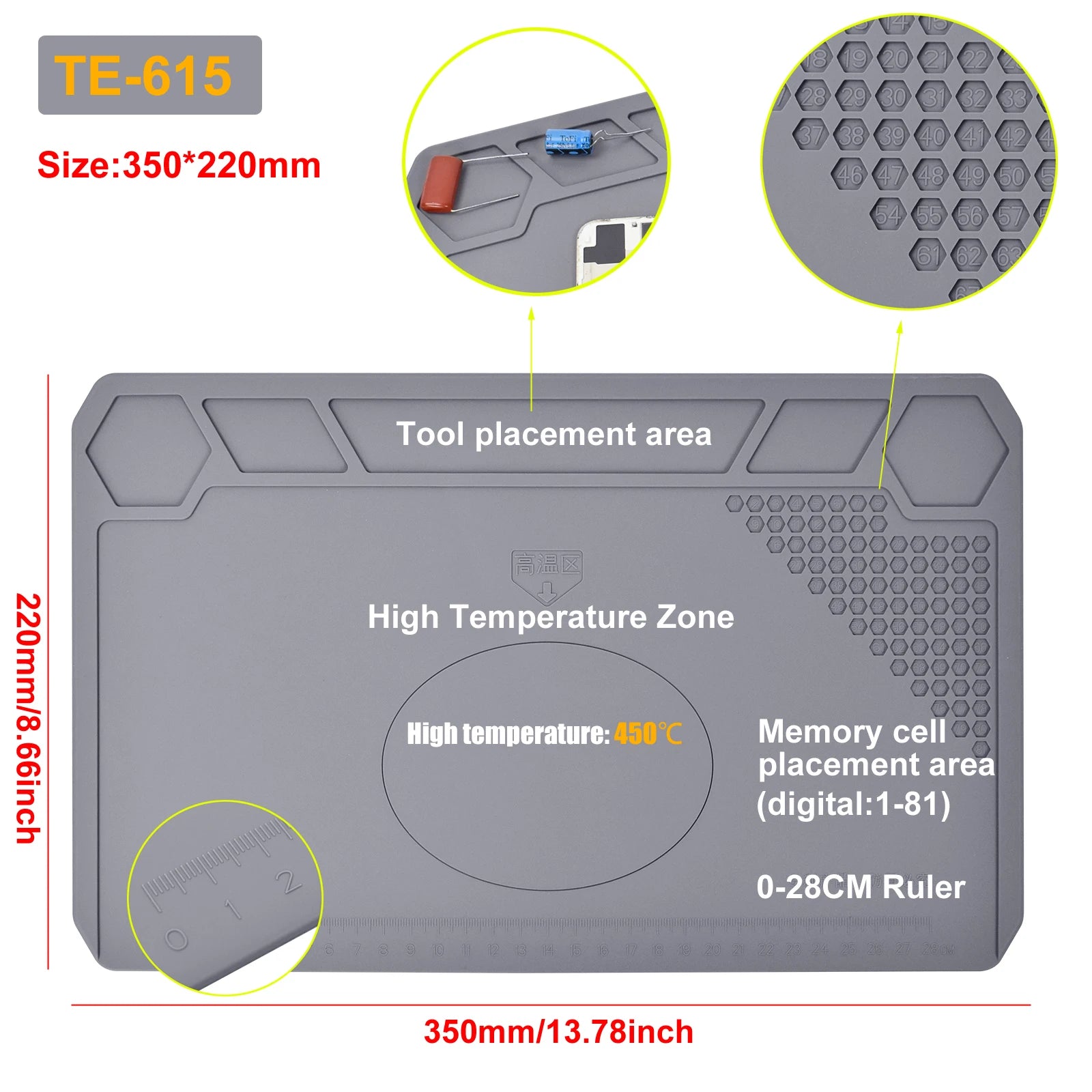 Toolour Heat Resistant Silicone Soldering Mat Magnetic Electronic Repair Work Mat for BGA and Gun Soldering Iron, Workbench