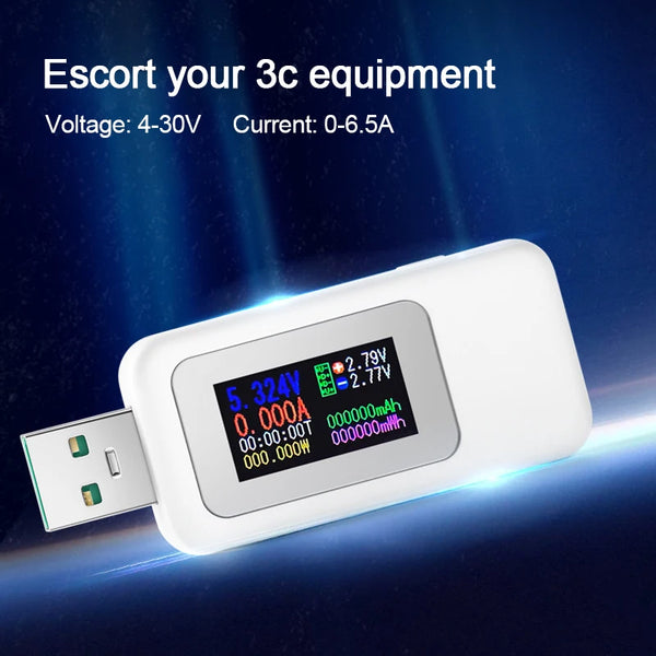 Color Display USB Tester 0-6.5A Current 4-30V Voltage USB Charger Tester Time Display Mobile Power Detect product image