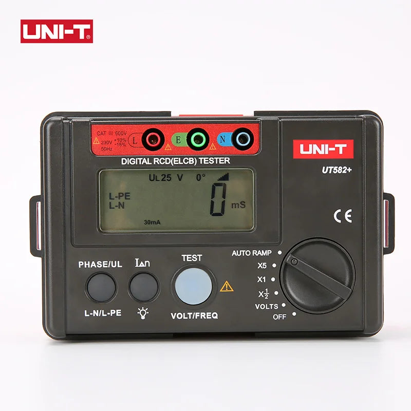 UNI-T UT582+ Digital RCD (ELCB) Tester AUTO RAMP Leakage Circuit Breaker Meter with Mis-Operation Buzzer product image
