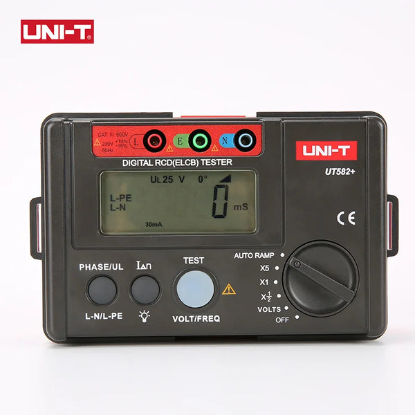 UNI-T UT582+ Digital RCD (ELCB) Tester AUTO RAMP Leakage Circuit Breaker Meter with Mis-Operation Buzzer product image