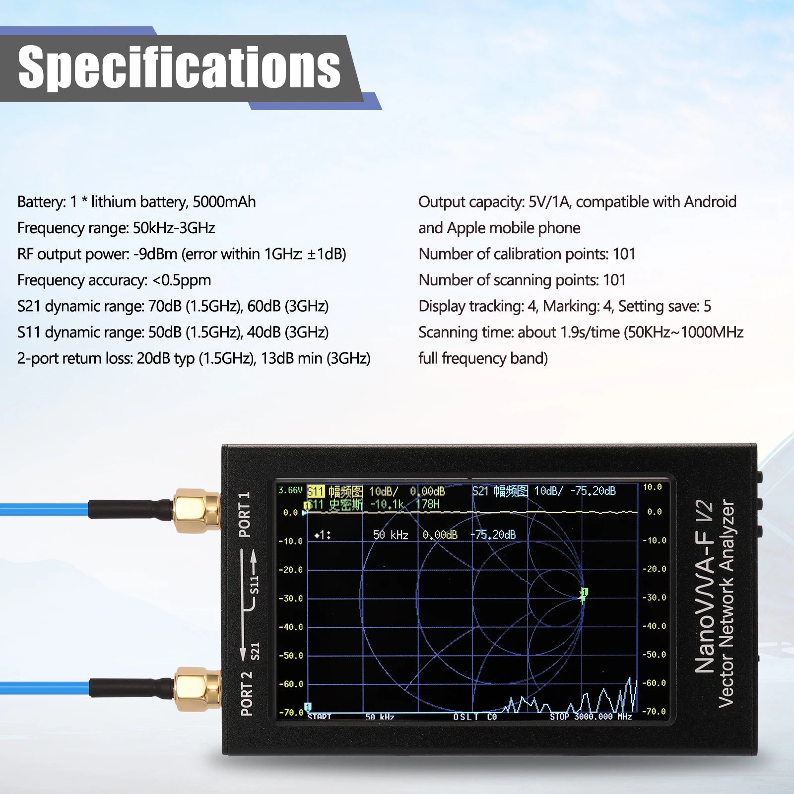 NanoVNA-F V2 4.3 Inch IPS LCD Display Vector Network Analyzer S-A-A-2 Antenna Analyzer Short detail image 5