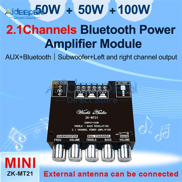 MT21 2.1 Channel Bluetooth 5.0 Subwoofer Amplifier Board 50WX2+100W Power Audio Stereo Amplifier Board Ba product image