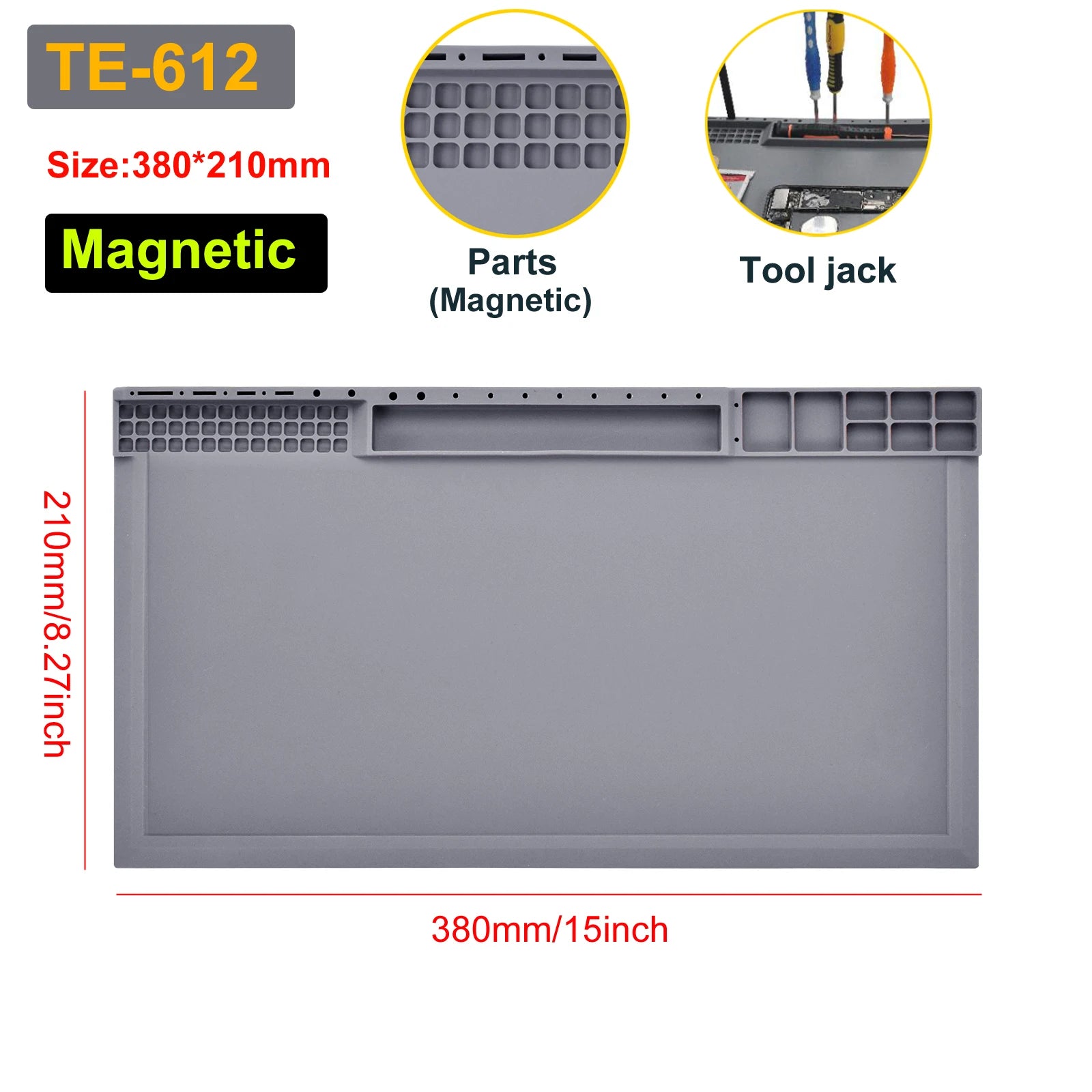 Toolour Heat Resistant Silicone Soldering Mat Magnetic Electronic Repair Work Mat for BGA and Gun Soldering Iron, Workbench