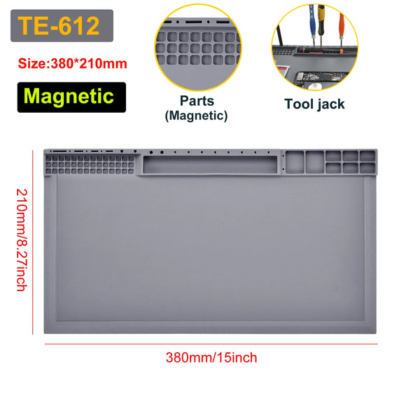Toolour Heat Resistant Silicone Soldering Mat Magnetic Electronic Repair Work Mat for BGA and Gun Soldering Iron, Workbench