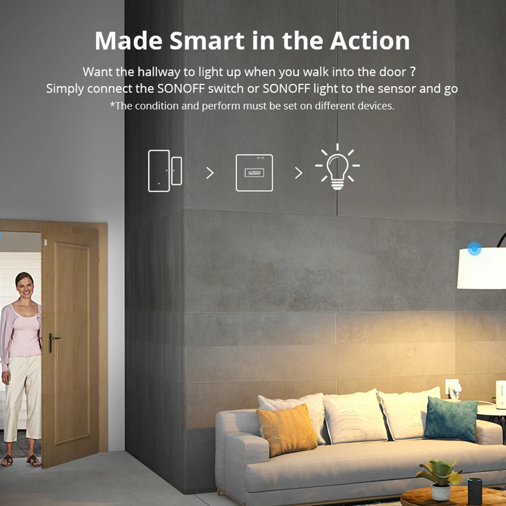 1-10 PCS Itead SONOFF DW2 RF Door Window Alarm Sensor Wireless Magnetic Door Detector Anti-Theft Alarm Smart Home Security