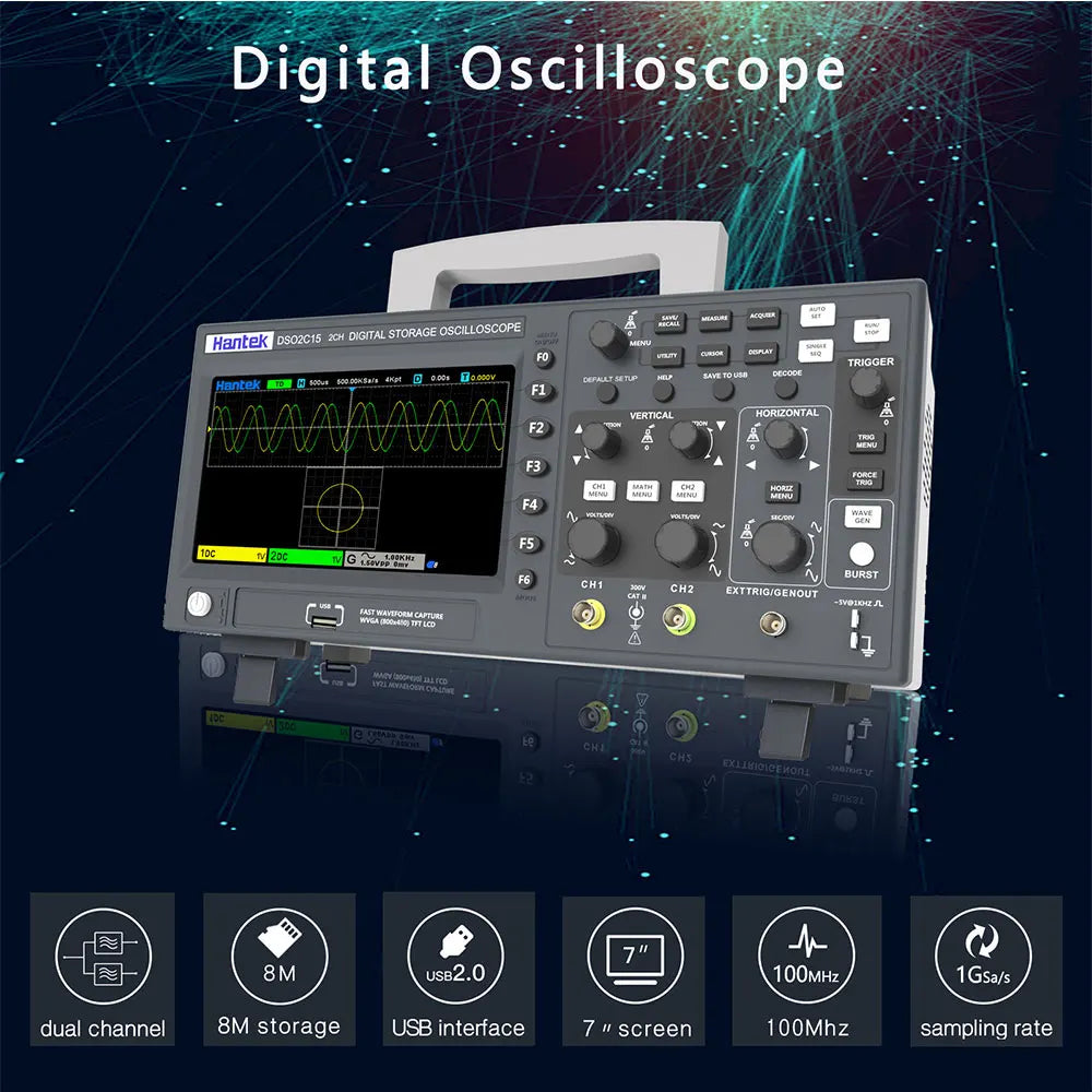 Hantek Digital Oscilloscope DSO2C10 DSO2D15 DSO2D10 DSO2C15 2 Channels 100Mhz/150Mhz detail image 2