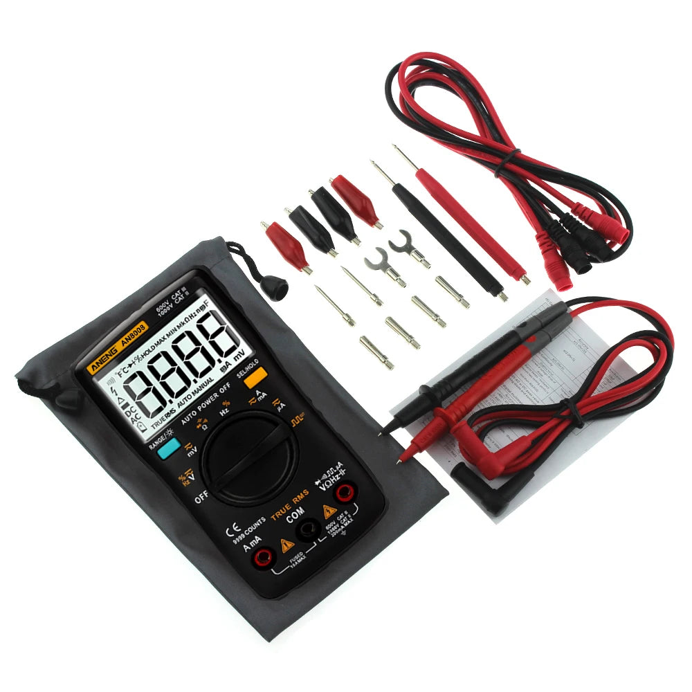 Digital Multimeter AN8008 9999 Counts Transistor True RMS Tester  Auto Electrical Testers Voltage capacitor Power Meters  Test