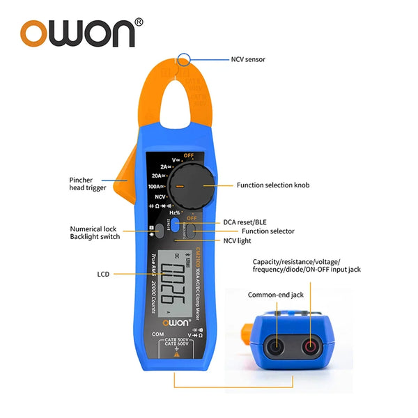 OWON CM2100 CM2100B Digital Multimeter High-Precision 20000 Count AC/DC Current Clamp Tester detail image 4