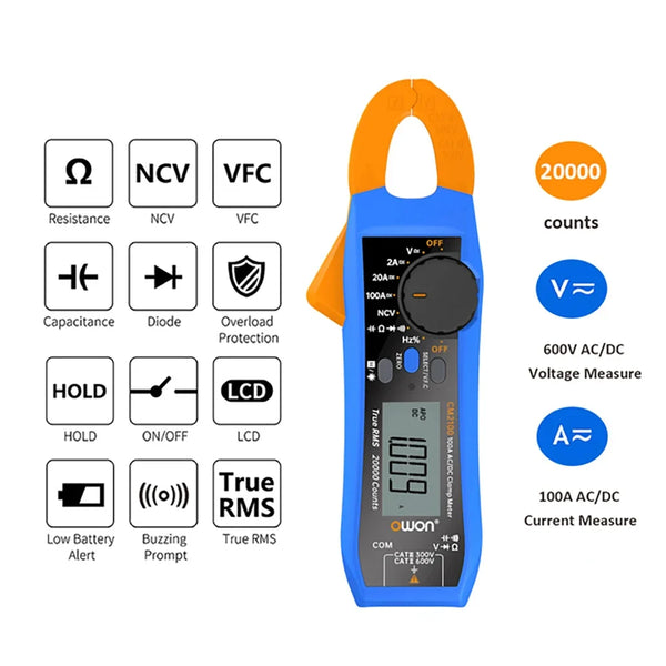 OWON CM2100 CM2100B Digital Multimeter High-Precision 20000 Count AC/DC Current Clamp Tester True RMS VFC product image