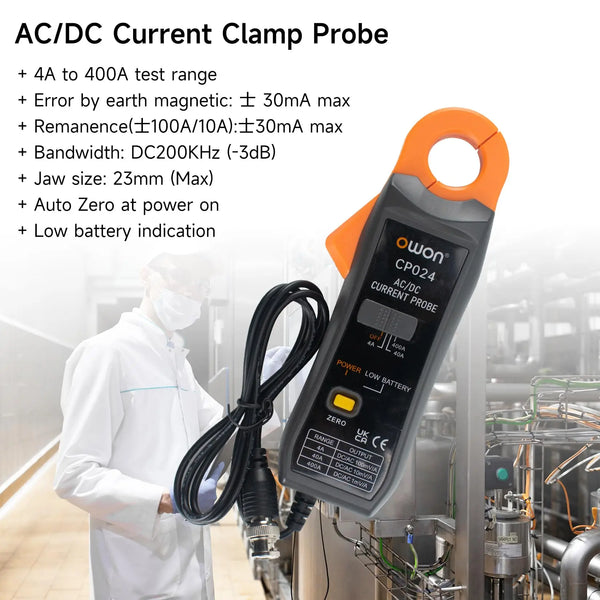 OWON CP024 AC/DC Clamp Probe Tester, DC-AC Current Probe For Digital Storage Oscilloscopes detail image 3