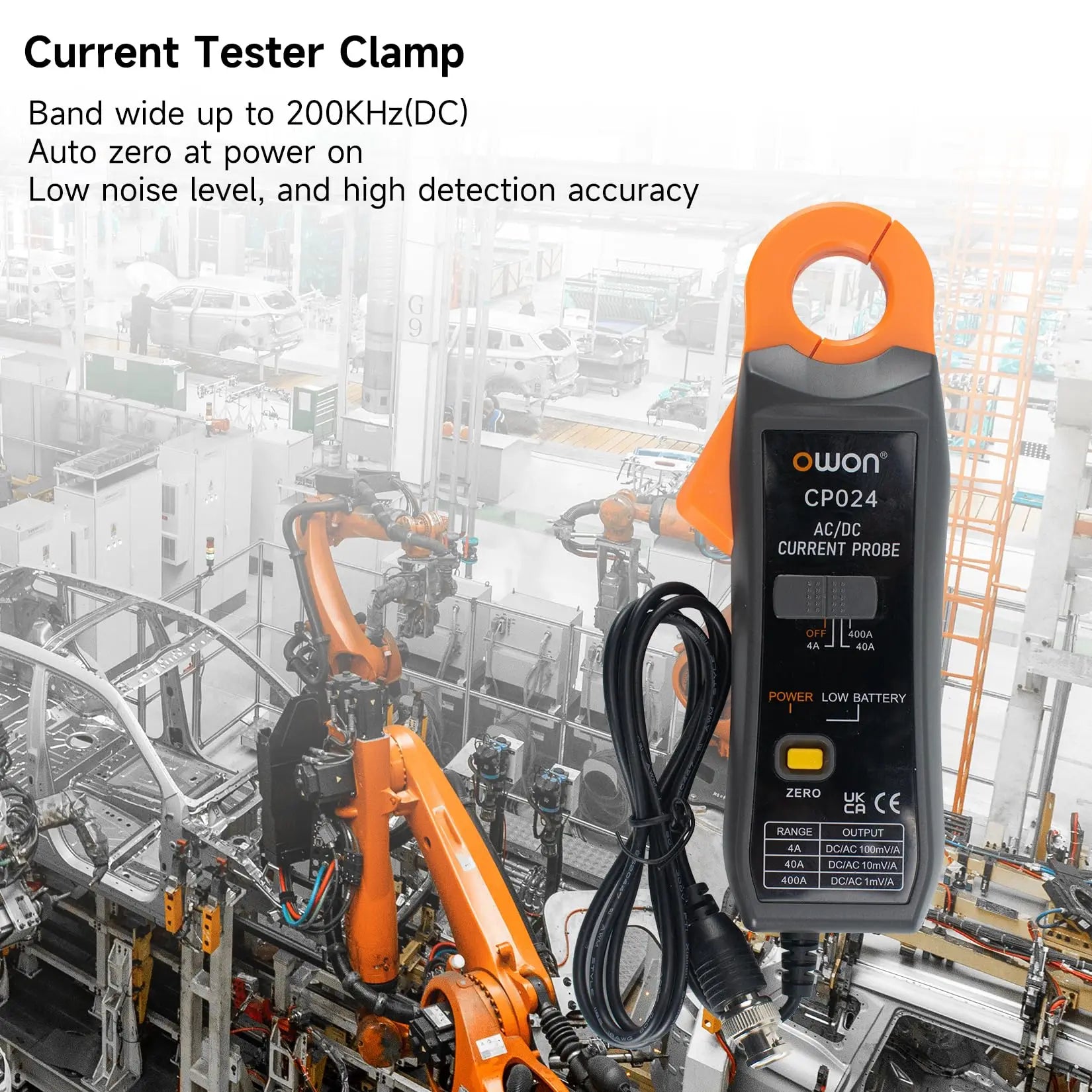 OWON CP024 AC/DC Clamp Probe Tester, DC-AC Current Probe For Digital Storage Oscilloscopes detail image 4