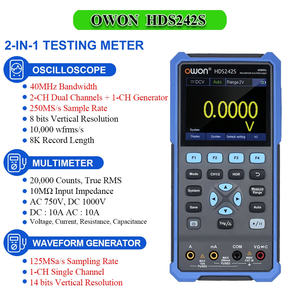 OWON HDS2102S HDS272S HDS242S Handheld Digital Oscilloscope 100MHz Bandwidth 500MS/s 2CH + detail image 12