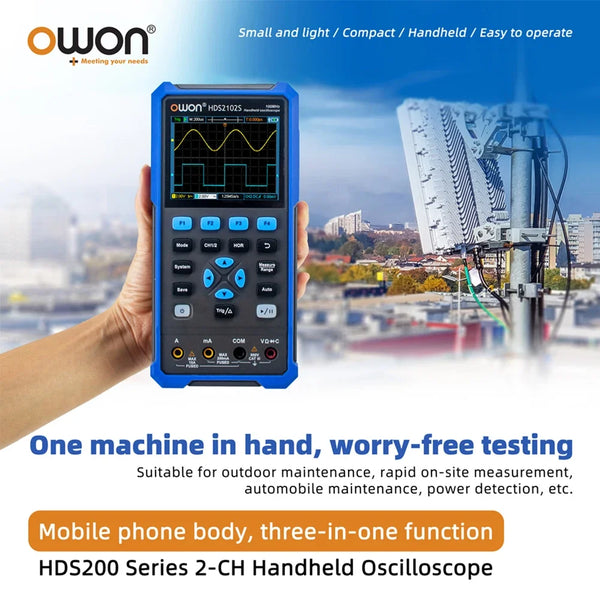 OWON HDS2102S HDS272S HDS242S Handheld Digital Oscilloscope 100MHz Bandwidth 500MS/s 2CH + 1CH Generator product image