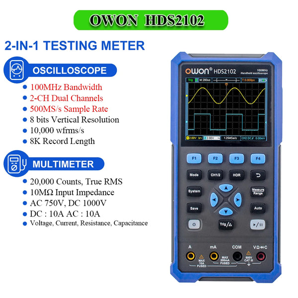 OWON HDS2102S HDS272S HDS242S Handheld Digital Oscilloscope 100MHz Bandwidth 500MS/s 2CH + detail image 9