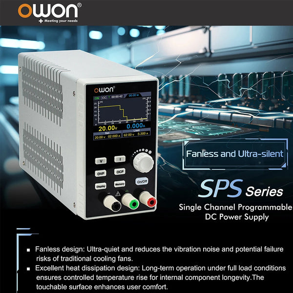 OWON SPS3081 SPS6051 Silent Fanless Series Programmable Linear DC Power Supply Digital Switching Regulato product image