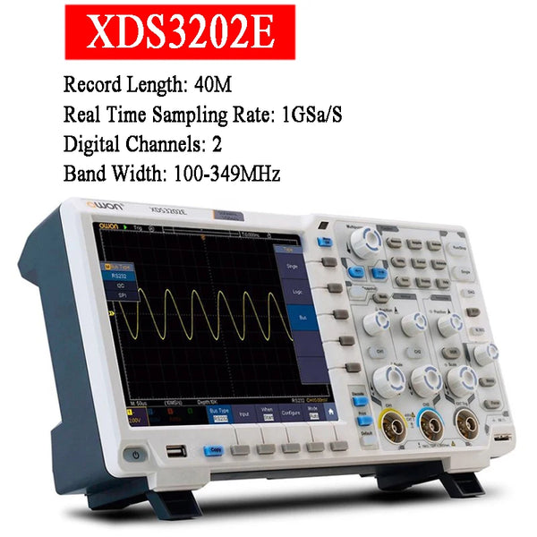 OWON XDS3202E Digital Oscilloscope 1GS/s 200MHz 2 Channels 40M Record Length 8 Bits 8Inch USB I2C SPI RS2 product image