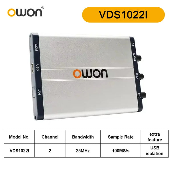 Owon VDS1022 VDS1022I Digital Oscilloscope 100Msa/S 25Mhz Bandwidth Handheld Portable PC USB detail image 8