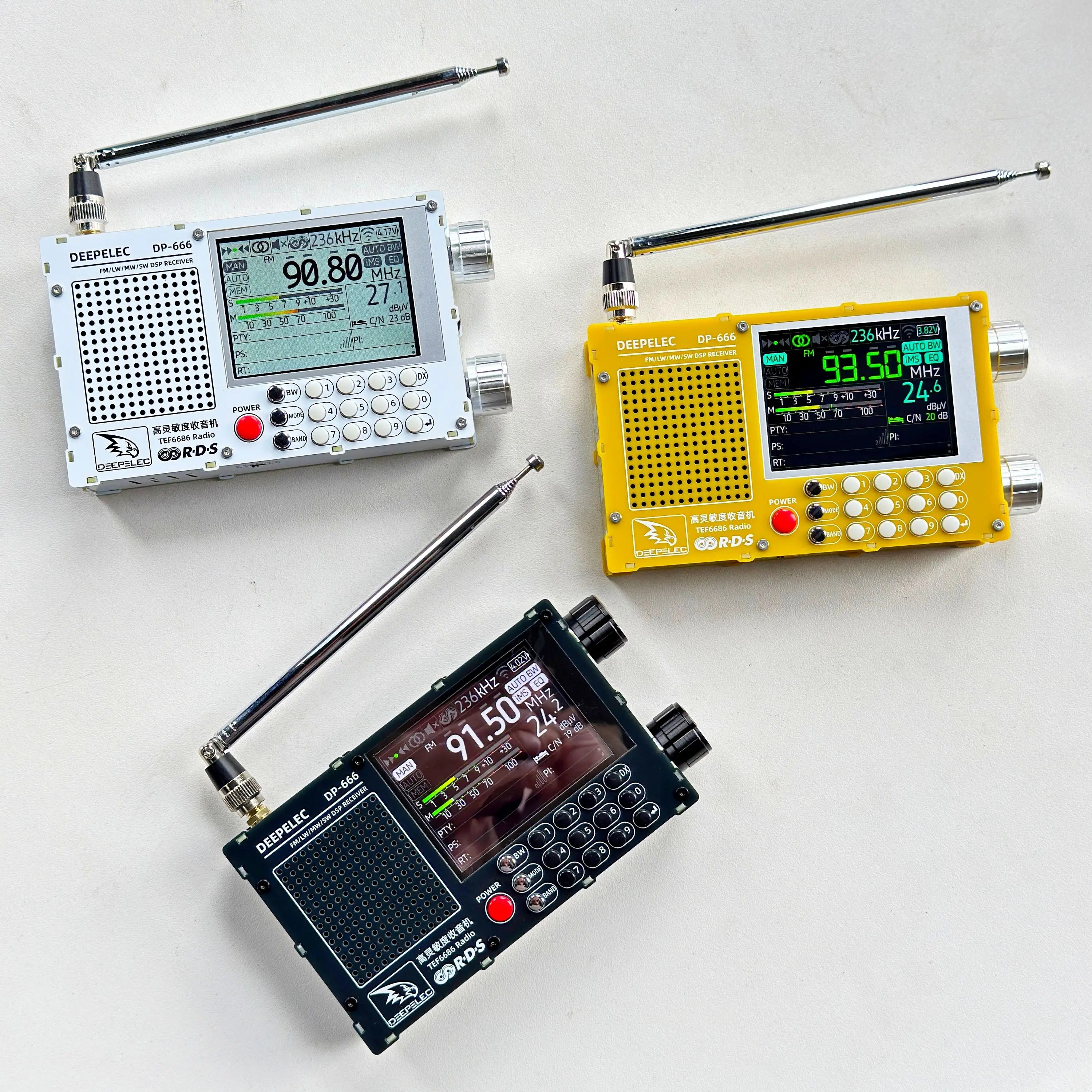 DP-666 DEEPELEC TEF6686 Radio Full Band FM AM LW MW SW Kurzwellen ESP32 RDS 2,8 Zoll IPS LCD